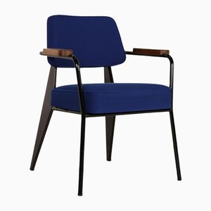 Chaise en Tissu Bleu par Jean Prouvé pour Vitra