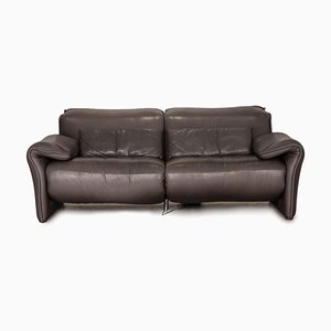 Gray Leather 582 ELT Two-Seater Couch from WK Wohnen