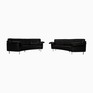 Black Leather Sofa Set from Artanova, Set of 2