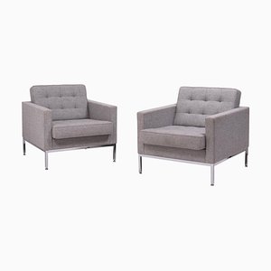 Butacas de lana gris de Florence Knoll. Juego de 2