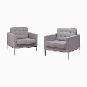 Grey Wool Armchairs by Florence Knoll, Set of 2
