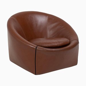 Brown Leather Capri Rounded Armchair by Gordon Guillaumier for Minotti