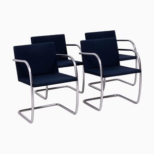 Navy Fabric Brno Dining Chairs by Ludwig Mies Van Der Rohe for Knoll, Set of 4