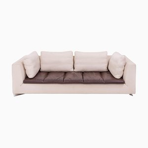 Ivory and Brown Feng Three-Seat Sofa by Didier Gomez for Ligne Roset