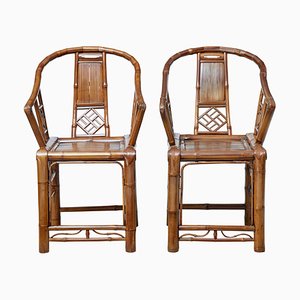 Early 20th Century Chinese Bamboo Armchairs, Set of 2