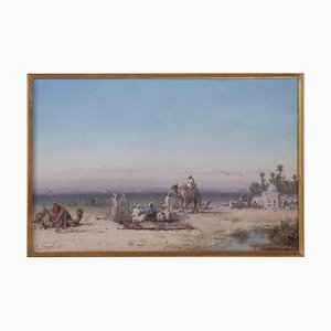 Paul Pascal, Rest at the Caravanserail, Original Gouache, 1885
