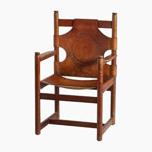 Oak Leather Lounge Chair