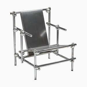 Postmoderner Sessel aus verchromtem Metall im Stil von Rietveld