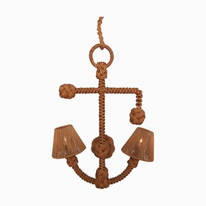 Mid-Century Modern Anchor Sconce in Rope by Audoux & Minet