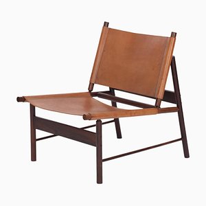 Rosewood and Cognac Leather Lounge Chair by Jorge Zalszupin, Brazil, 1955