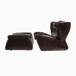 Belgian Pasha Lounge Chair with Ottoman by Durlet, 1970s, Set of 2