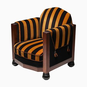 Art Deco Yellow and Black Velvet Club Chair