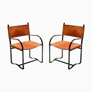 Fauteuils Mid-Century en Cuir Cognac, 1960s, Set de 2