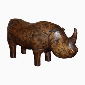Reposapiés Dimitri Omersa Rhinoceros de cuero marrón, años 60