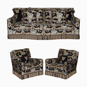 Duresta Diplomat Sofa & Armchair Set with Versace Italian Upholstery, Set of 3