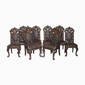 Antique Dining Carver Chairs, Set of 8