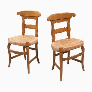 Chaises Provinciales en Rotin et Bois, France, Début 20ème Siècle, Set de 2