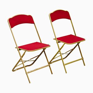 Antique French Folding Theater Chairs, 1960s, Set of 2
