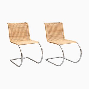 Fauteuils MR10 en Rotin par Mies Van Der Rohe, 1960s, Set de 2