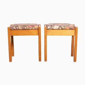 Catalan Pine Stools in Original Fabric, 1960s, Set of 2