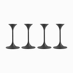 Steel with Black Powder Coating Jazz Candleholders by Max Brüel for Glostrup, Set of 4