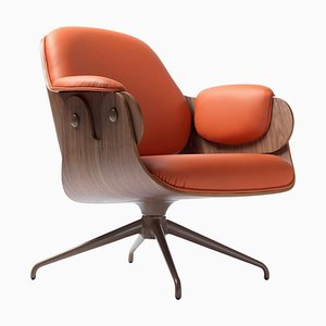 Orange Leather Plywood Low Lounger Armchair by Jaime Hayon