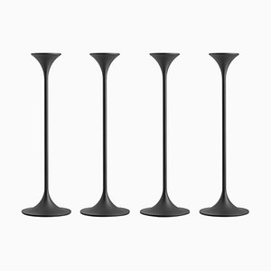Steel with Black Powder Coating Jazz Candleholders by Max Brüel for Glostrup, Set of 4