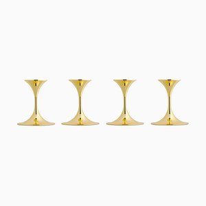 Steel with Brass Plating Jazz Candleholders by Max Brüel for Glostrup, Set of 4
