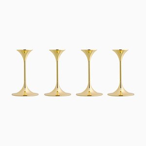 Steel with Brass Plating Jazz Candleholders by Max Brüel for Glostrup, Set of 4