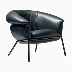 Green Leather and Iron Grasso Armchair by Stephen Burks for Bd