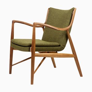 Wood and Fabric 45 Chair by Finn Juhl for Design M