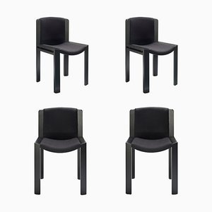 Wood and Kvadrat Fabric 300 Chair by Joe Colombo for Hille, Set of 4