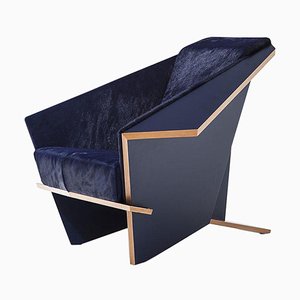 Blauer Limited Edition Taliesina Armlehnstuhl von Frank Lloyd Wright für Cassina