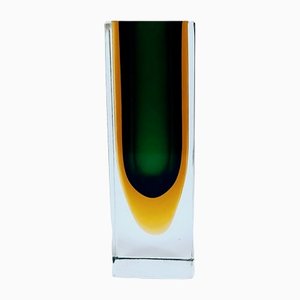 Sommerso Murano Glass Block Vase by Flavio Poli for Alessandro Mandruzzato, Italy, 1960s