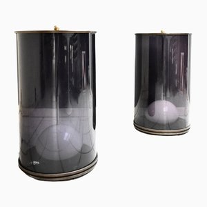 Colonne luminose in ottone e vetro acrilico, set di 2