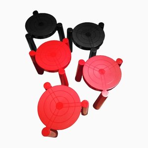 Stools in Red and Black from Kartell, Set of 5