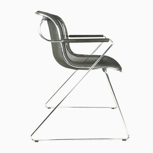 Black & Chrome Plated Metal Penelope Armchair by C. Pollock for Anonima Castelli, 1982