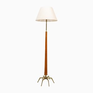 Floor Lamp in Bronze and Wood