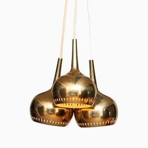 Swedish Perforated Window Pendants in Brass by Hans Agne Jakobsson, 1960s, Set of 3