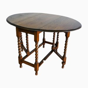 English Gateleg Table in Solid Oak, 1900