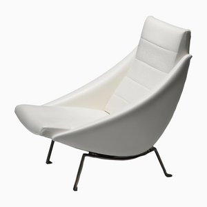 Lounge Chair in White Vinyl, 1950s