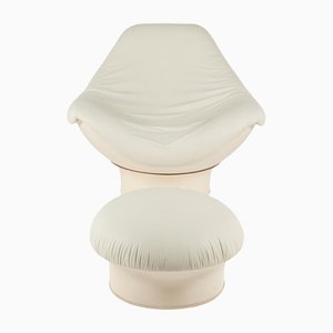 Vintage Rodica Sessel & Fußhocker von Mario Brunu für Comfort Italy, 1968, 2er Set