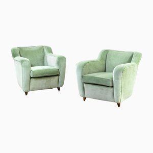 Armchairs in Fabric & Wood by Melchiorre Bega for Casa D., Milan, Late 1930s, Set of 2