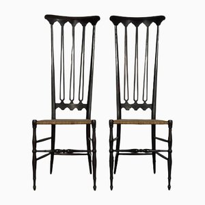 Italian Chiavari Chairs with Cane Seats, 1950s, Set of 2