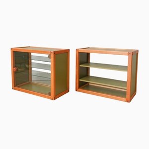 Mobili contenitori Profilsystem vintage in vetro di Elmar Flötotto per Flötotto, anni '80, set di 2