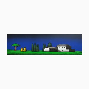 Tino Stefanoni, Casolari e cipressi I, 1990, Screenprint