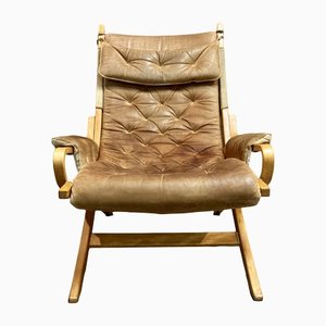 Scandinavian Lounge Chair in Leather, 1960
