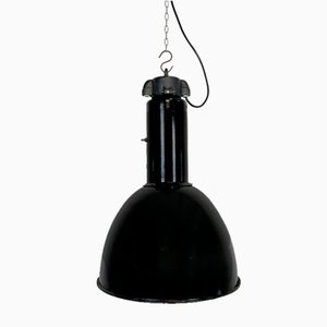 Industrial Bauhaus Black Enamel Pendant Lamp from Elektrosvit, 1930s