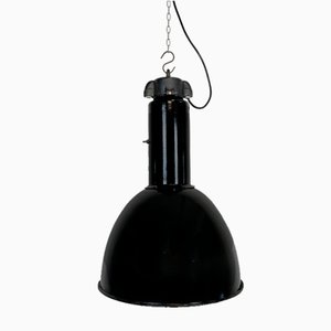 Lampe à Suspension Bauhaus Industrielle en Émail Noir de Elektrosvit, 1930s