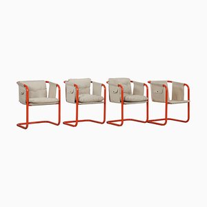 Italian Cantilever Armchairs in the Style of Gae Aulenti, 1960s, Set of 4